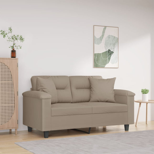 2-sitssoffa med prydnadskuddar taupe 120 cm mikrofibertyg