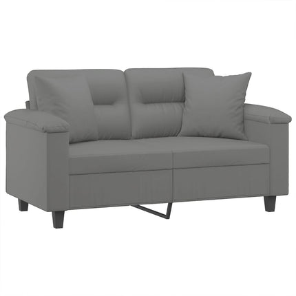 2-sitssoffa med prydnadskuddar mörkgrå 120 cm mikrofibertyg