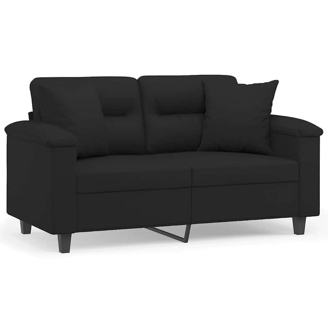 2-sitssoffa med prydnadskuddar svart 120 cm mikrofibertyg