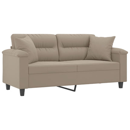 2-sitssoffa med prydnadskuddar taupe 140 cm mikrofibertyg