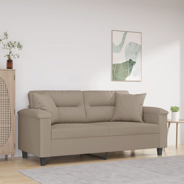 2-sitssoffa med prydnadskuddar taupe 140 cm mikrofibertyg