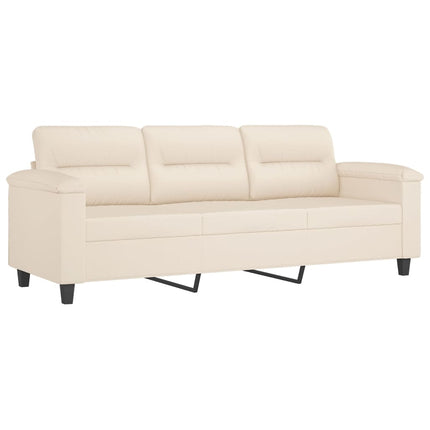 3-sitssoffa med prydnadskuddar beige 180 cm mikrofibertyg