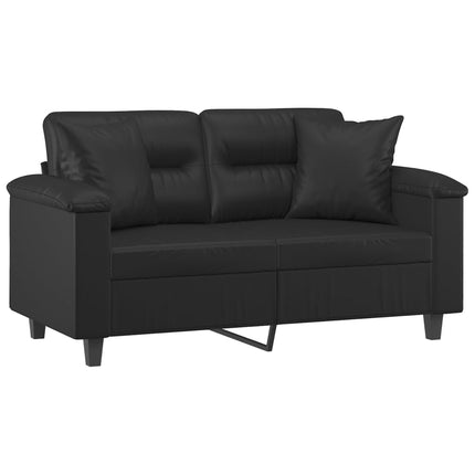 2-sits soffa med prydnadskuddar svart 120 cm konstläder