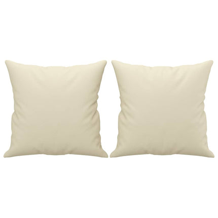 2-sits soffa med prydnadskuddar gräddvit 120 cm konstläder