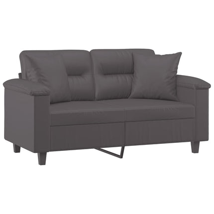 2-sits soffa med prydnadskuddar grå 120 cm konstläder