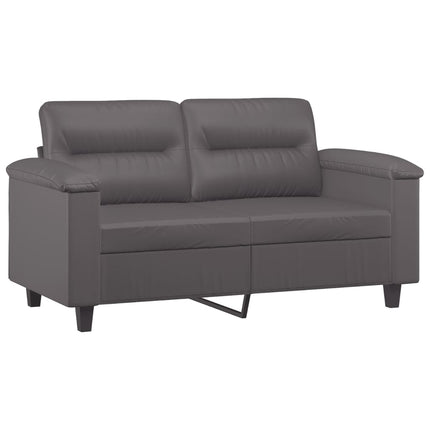 2-sits soffa med prydnadskuddar grå 120 cm konstläder