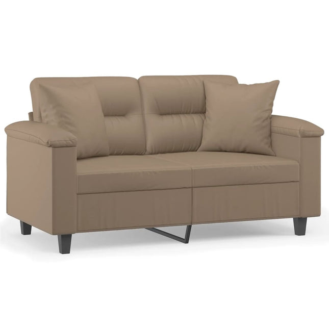 2-sits soffa med prydnadskuddar cappuccino 120 cm konstläder