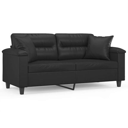 2-sits soffa med prydnadskuddar svart 140 cm konstläder