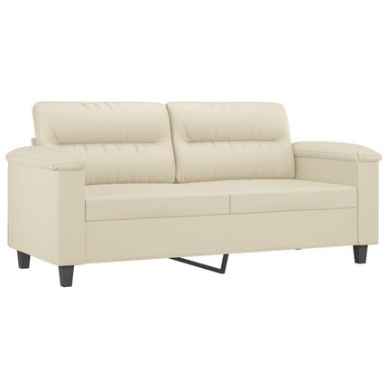 2-sits soffa med prydnadskuddar gräddvit 140 cm konstläder