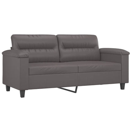 2-sits soffa med prydnadskuddar grå 140 cm konstläder