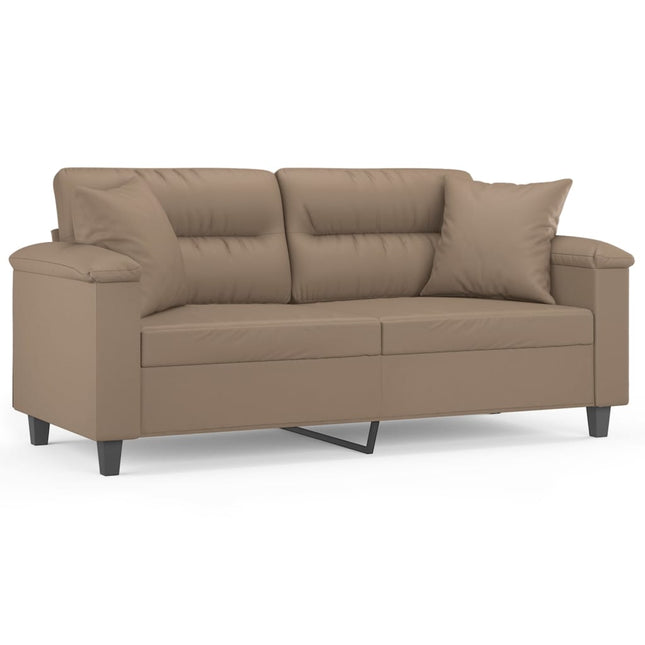 2-sits soffa med prydnadskuddar cappuccino 140 cm konstläder
