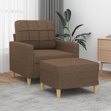 Fåtölj med fotpall Brun 60 cm tyg