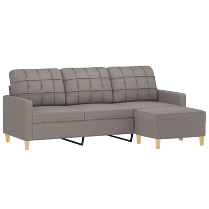 3-sitssoffa med fotpall taupe 180 cm tyg