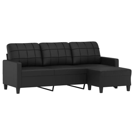 3-sitssoffa med fotpall Svart 180 cm Konstläder
