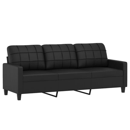 3-sitssoffa med fotpall Svart 180 cm Konstläder