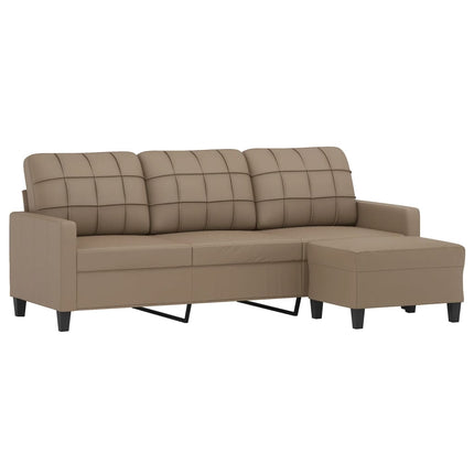 3-sitssoffa med fotpall cappuccino 180 cm konstläder