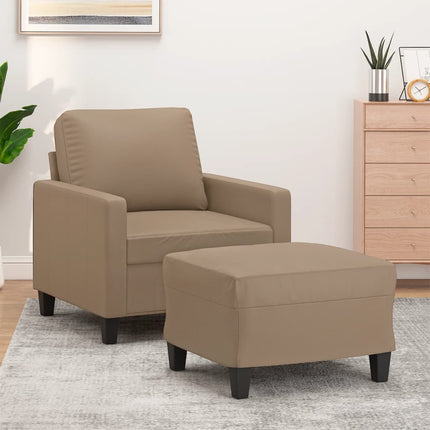 Fåtölj med fotpall Cappuccino 60 cm konstläder
