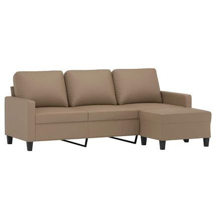 3-sitssoffa med fotpall cappuccino 180 cm konstläder