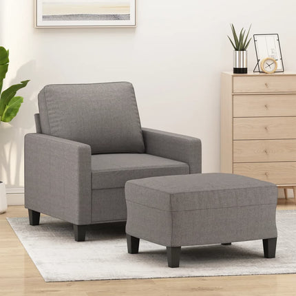Fåtölj med fotpall Taupe 60 cm tyg