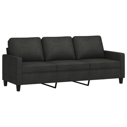 3-sitssoffa med fotpall Svart 180 cm tyg