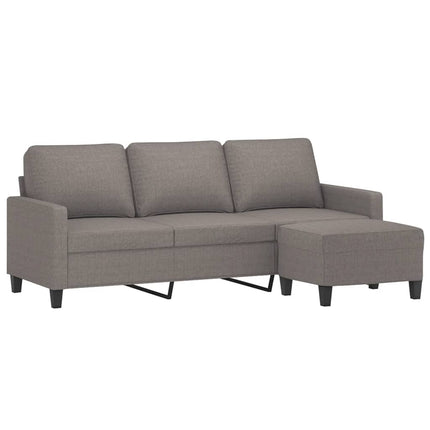 3-sitssoffa med fotpall taupe 180 cm tyg
