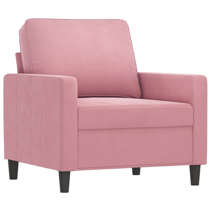 Fåtölj med fotpall rosa 60 cm sammet