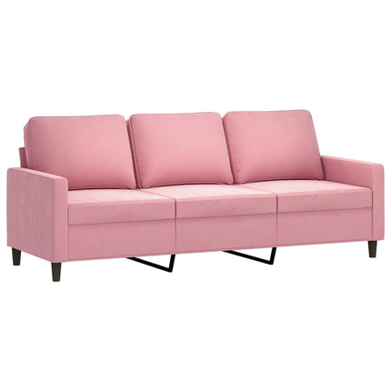 3-sitssoffa med fotpall rosa 180 cm sammet