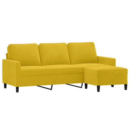 3-sitssoffa med fotpall gul 180 cm sammet