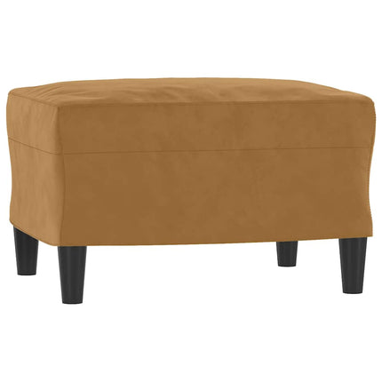 3-sitssoffa med fotpall brun 180 cm sammet