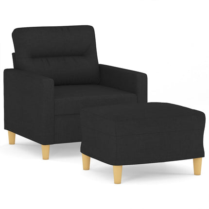 Fåtölj med fotpall Svart 60 cm tyg