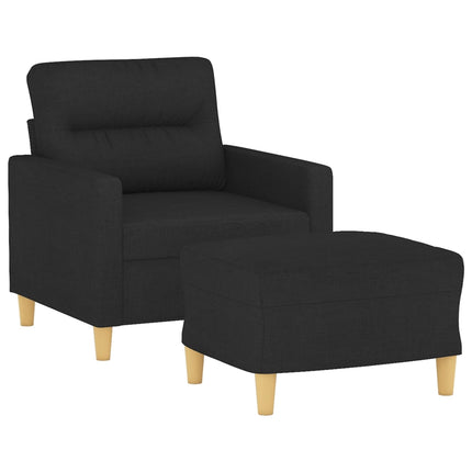 Fåtölj med fotpall Svart 60 cm tyg