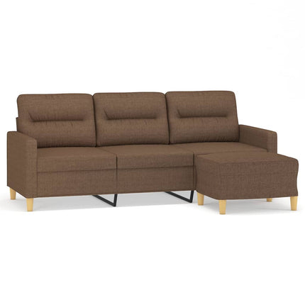 3-sitssoffa med fotpall Brun 180 cm tyg