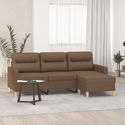 3-sitssoffa med fotpall Brun 180 cm tyg