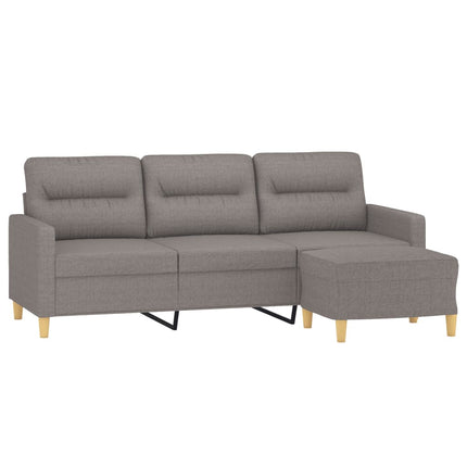 3-sitssoffa med fotpall taupe 180 cm tyg