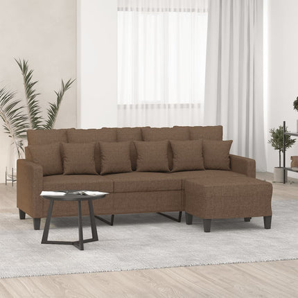 3-sitssoffa med fotpall Brun 180 cm tyg