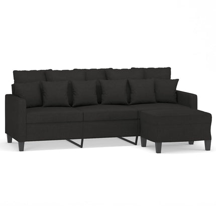 3-sitssoffa med fotpall Svart 180 cm tyg