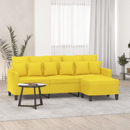 3-sitssoffa med fotpall Ljusgul 180 cm tyg