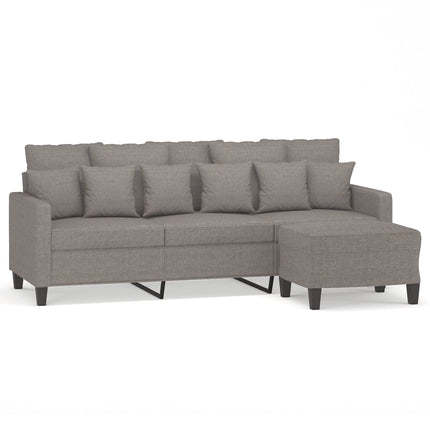 3-sitssoffa med fotpall taupe 180 cm tyg