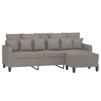3-sitssoffa med fotpall taupe 180 cm tyg