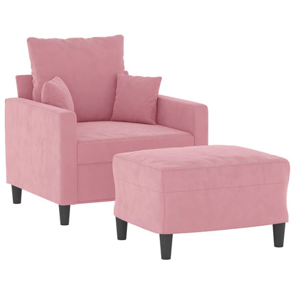 Fåtölj med fotpall rosa 60 cm sammet