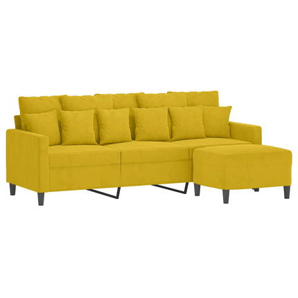3-sitssoffa med fotpall gul 180 cm sammet