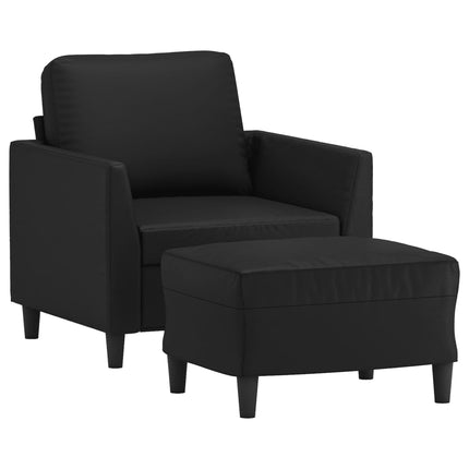 Fåtölj med fotpall svart 60 cm konstläder
