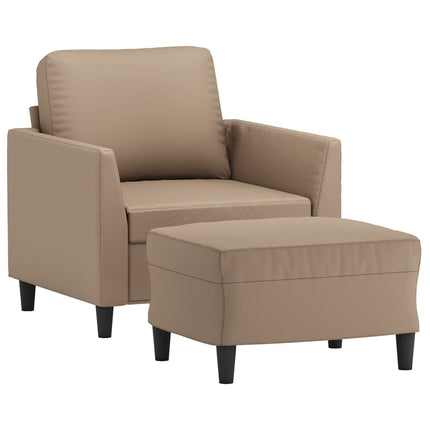 Fåtölj med fotpall Cappuccino 60 cm konstläder