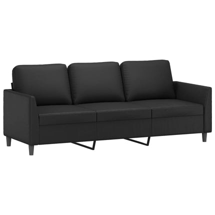 3-sitssoffa med fotpall Svart 180 cm Konstläder