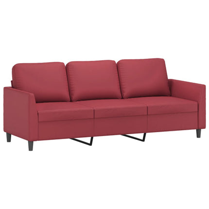 3-sitssoffa med fotpall vinröd 180 cm konstläder