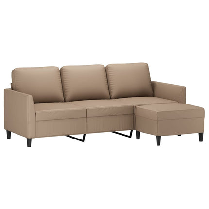 3-sitssoffa med fotpall cappuccino 180 cm konstläder