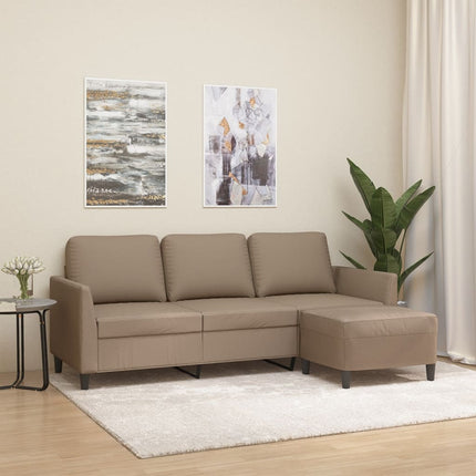 3-sitssoffa med fotpall cappuccino 180 cm konstläder