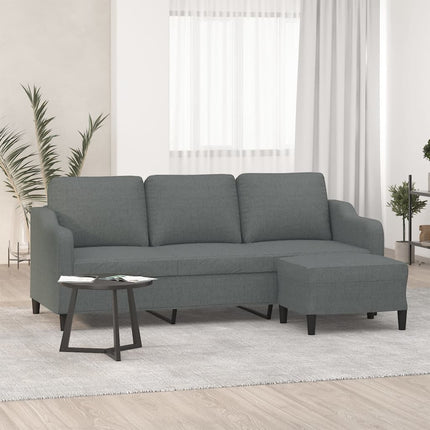 3-sitssoffa med fotpall Mörkgrå 180 cm tyg