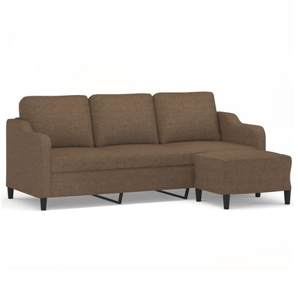 3-sitssoffa med fotpall Brun 180 cm tyg