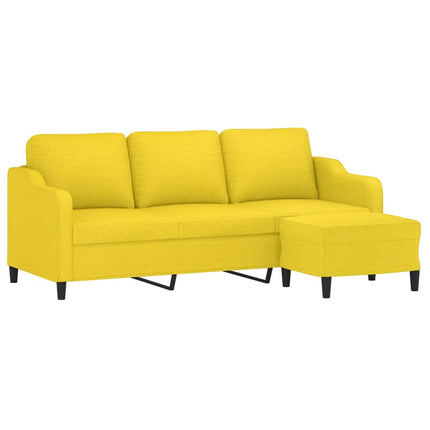 3-sitssoffa med fotpall Ljusgul 180 cm tyg